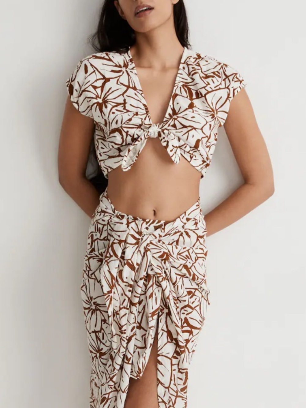 Madewell 100% cotton tie crop top | xl